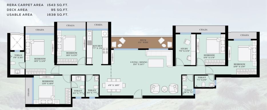 Luxury 3 BHK living room design in Kharghar project -1203 Sqft